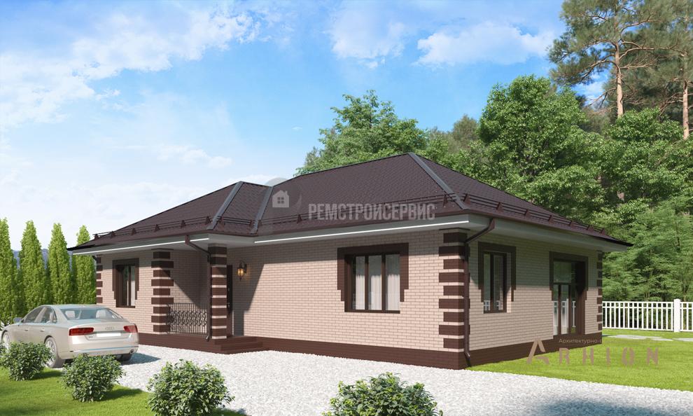 4. Проект одноэтажного дома в современном стиле с четырехскатной, t-96-01, площадью - 109 кв